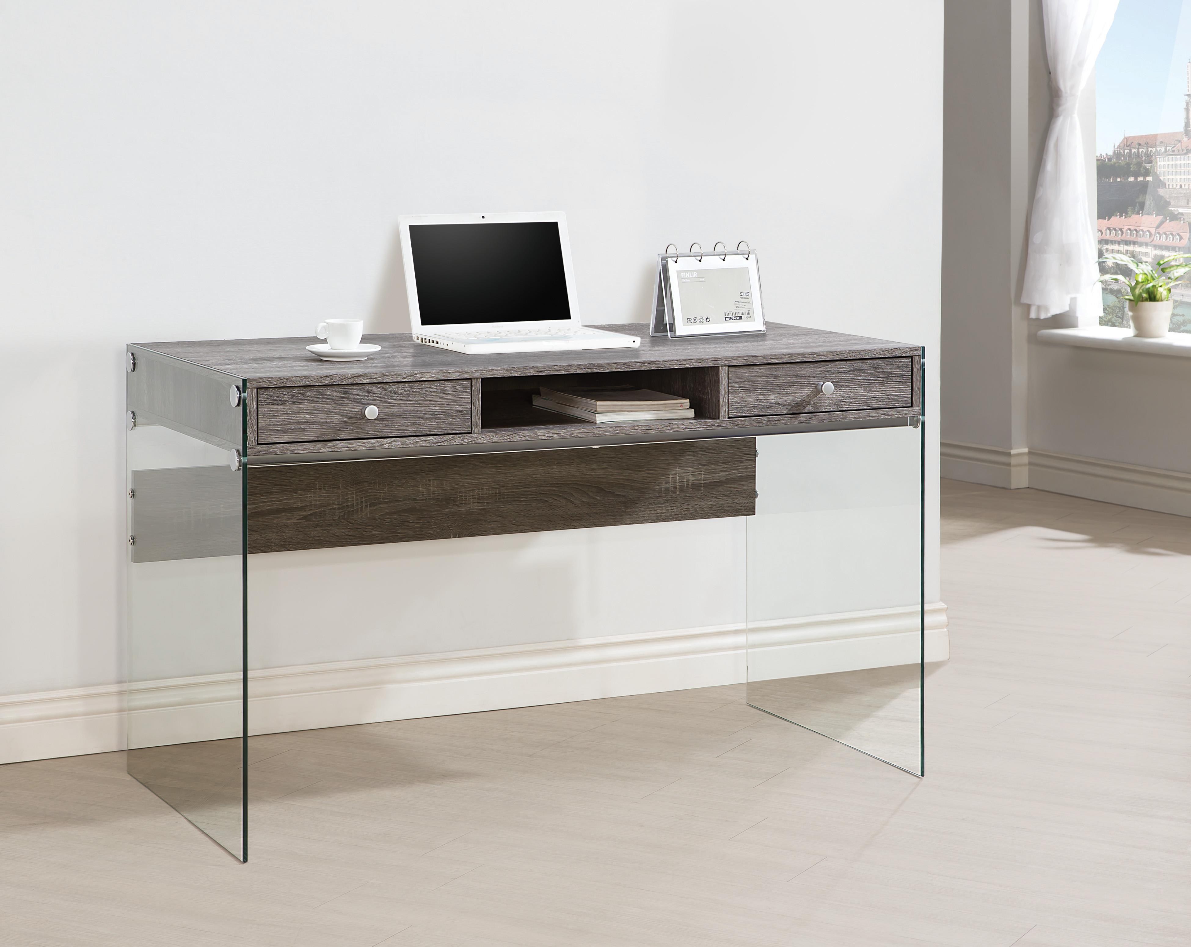 Coaster 7121 walnut and black hot sale contemporary computer desk with casters